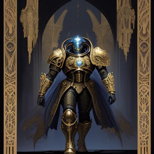 Space Marine Combat in Art Nouveau Style