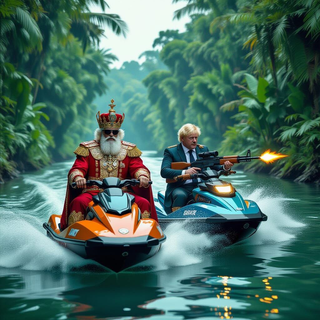King Charles and Cyborg Boris Johnson's Amazon Adventure