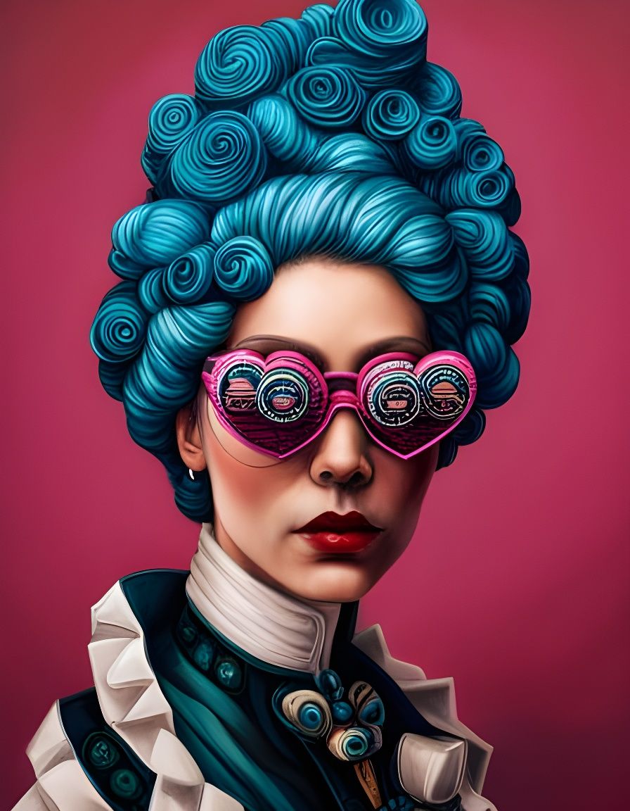 Cyberpunk Woman with Rococo Whipped Cream Sculpture