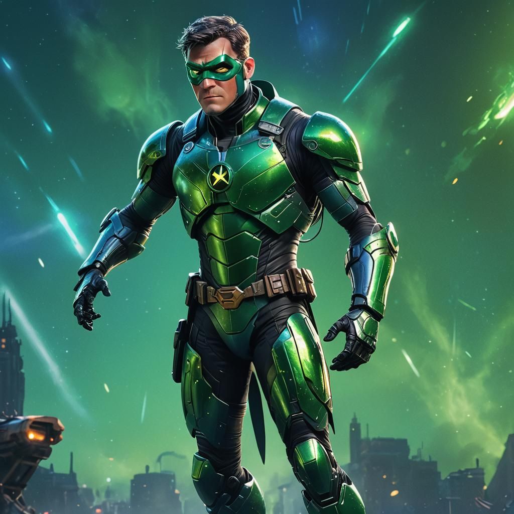 Robin Portrait in Reflective Armor, 3D Digital Art