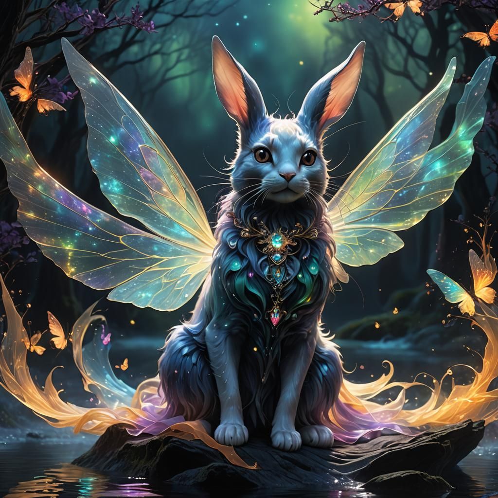 Ethereal Fairy Rabbit in Gothic Dreamscape
