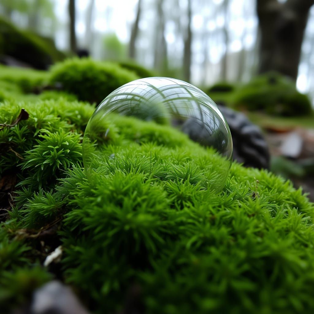 Moss in a Serene Natural Bubble