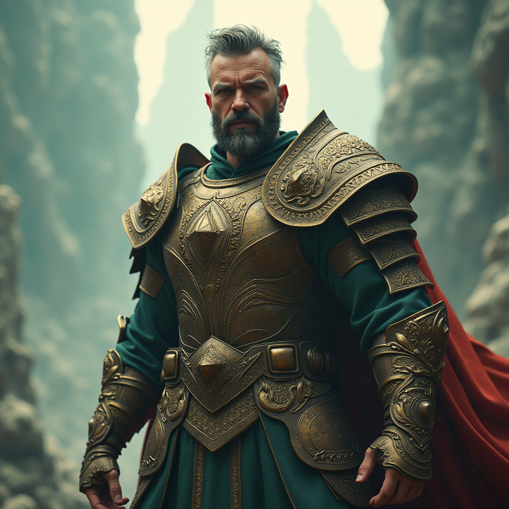 Majestic Warrior in Ornate Armor