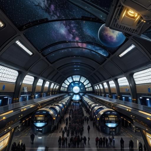 Retro-Futuristic Space Train at Grand Central Station