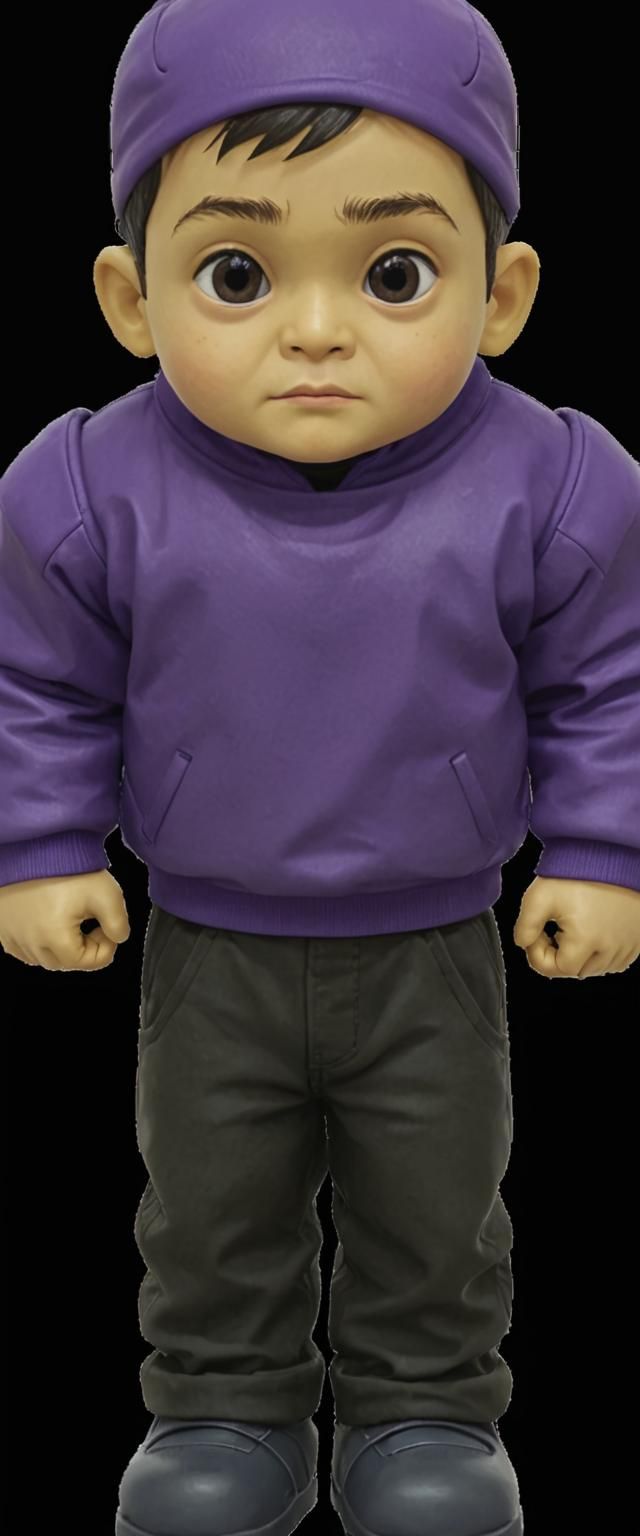 Young Man in Purple Hoodie, Detailed Digital Art