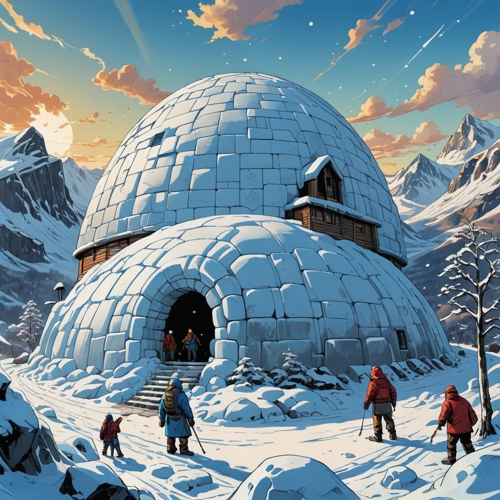 Giant Igloo in Norway: Comic Book Illustration