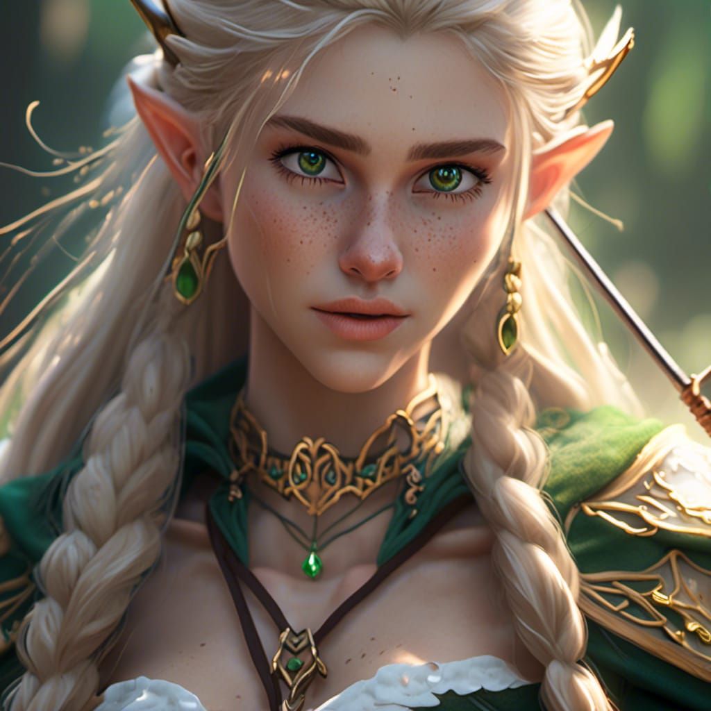 Young Elf with Bow and Arrow, 3D Render