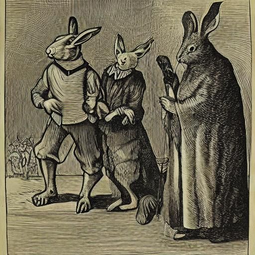 Surreal Rabbits in Style of Old Masters