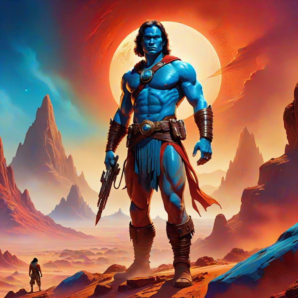 John Carter on Barsoom in a Sci-Fi Landscape