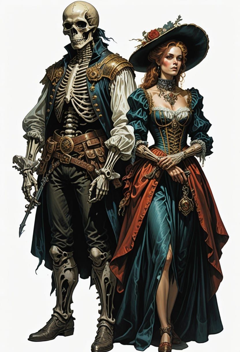 Elegant Skeletal Gentleman and Lady of the 18th Century
