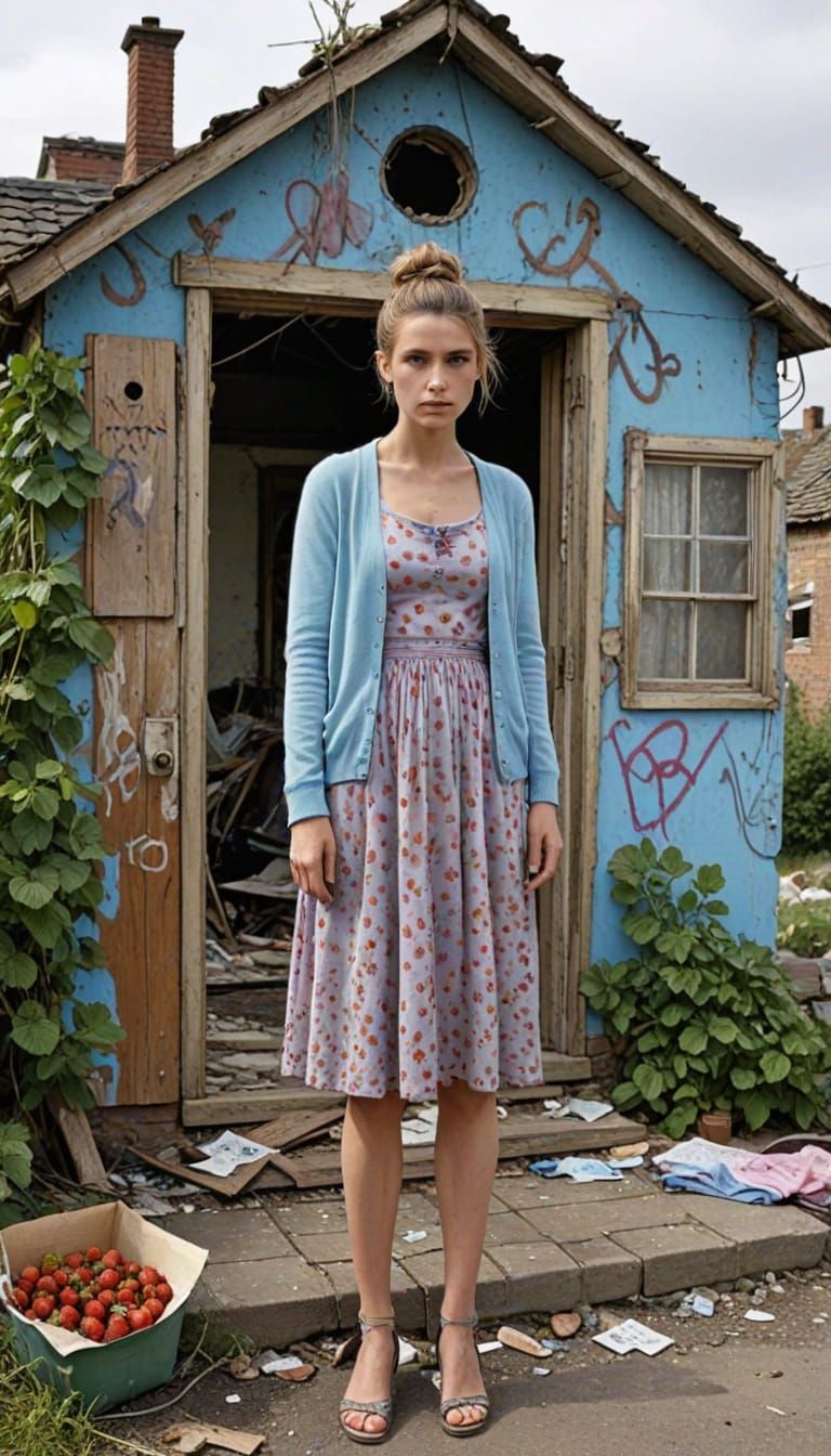 Strawberry Dress in Post-Apocalyptic Ruins