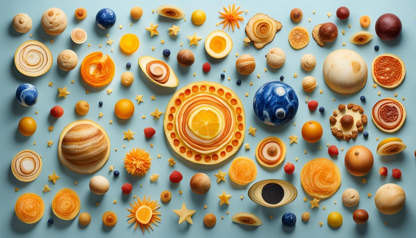 Minimalist Food Solar System in 3D