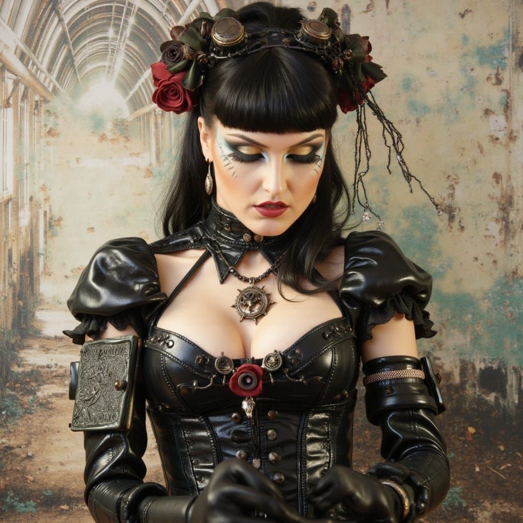 Goth Victorian Woman in Surreal Landscape