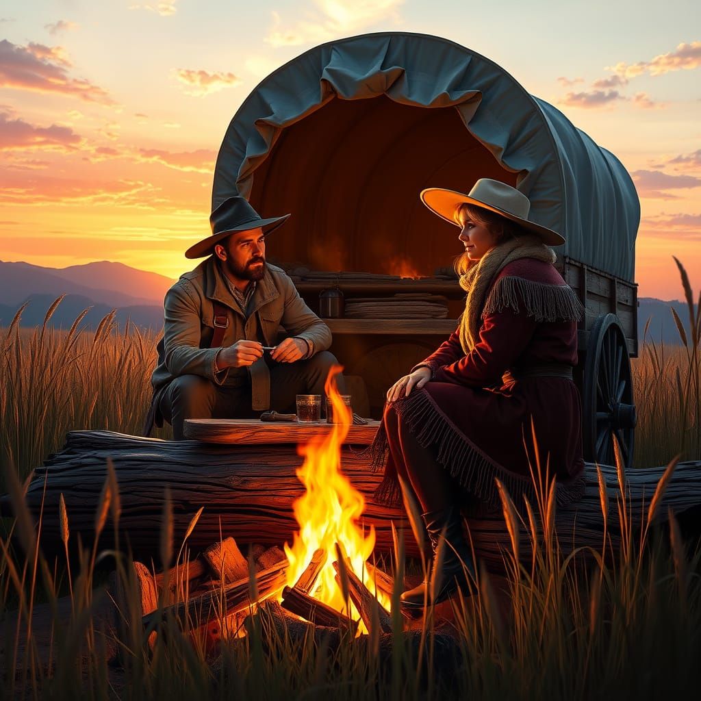 Frontiers Family Amidst Vibrant Sunset