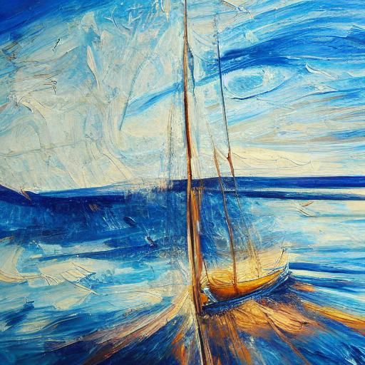 Viking Sails Through Storm in Expressionist Oil Painting