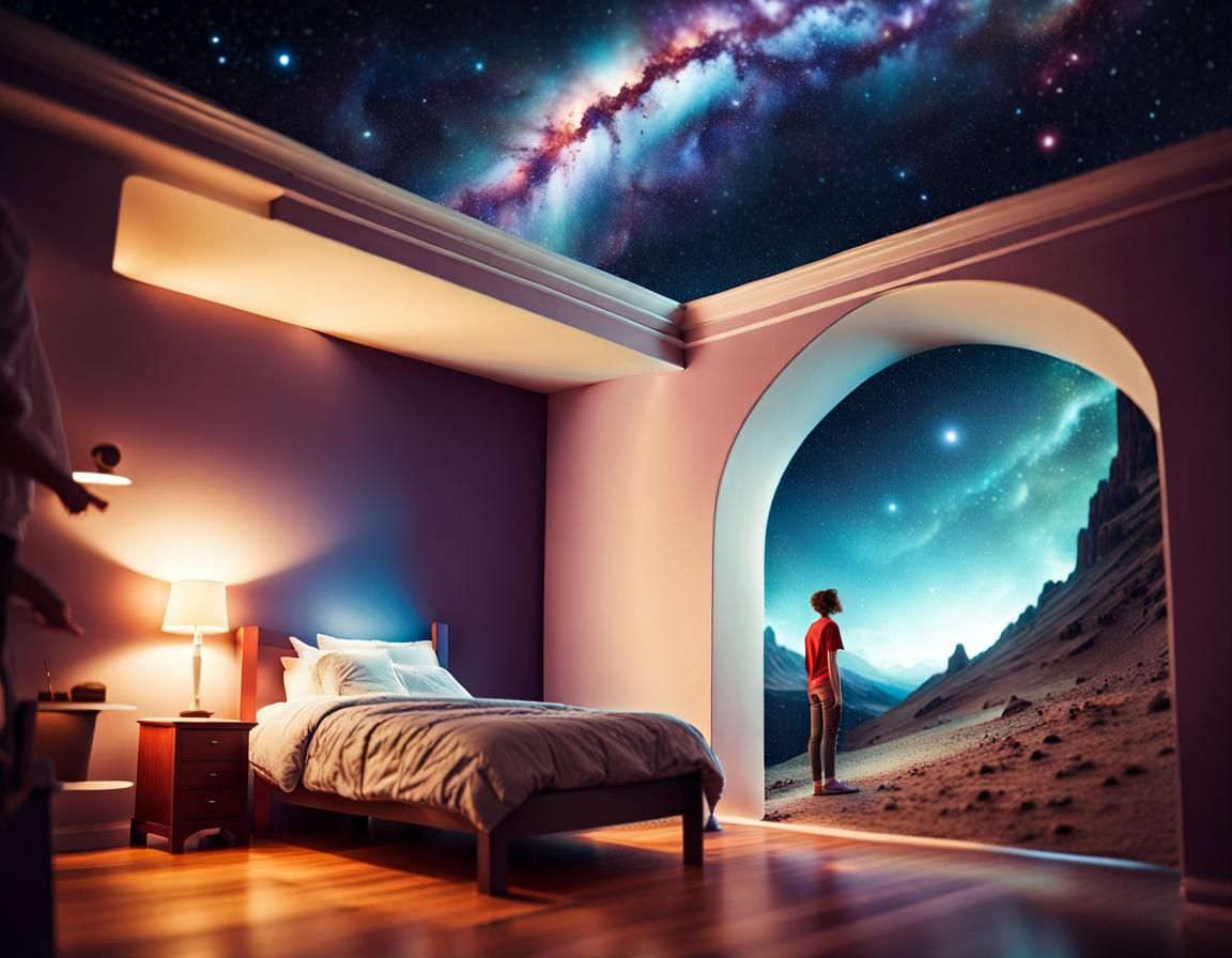 Galactic Path Emerges: Tilt-Shift Bedroom Scene