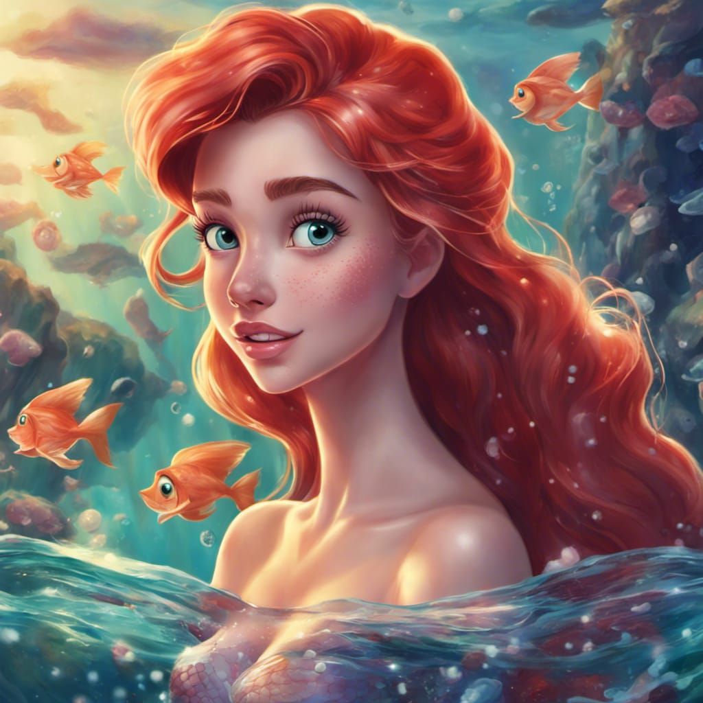 Ariel Mermaid Undersea in Disney Animation Style