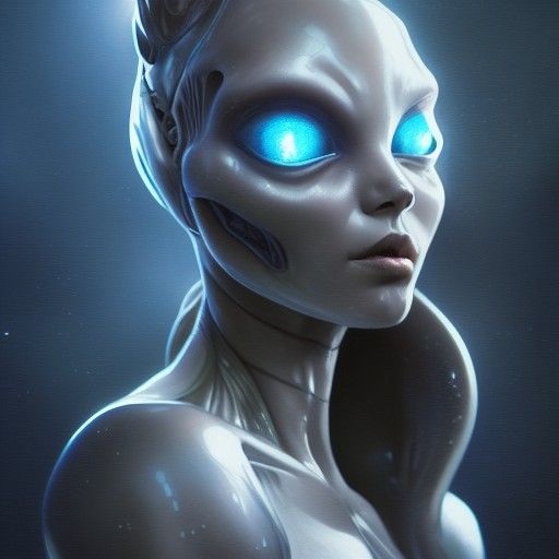 Detailed Portrait of an Alien Girl in Art Nouveau Style