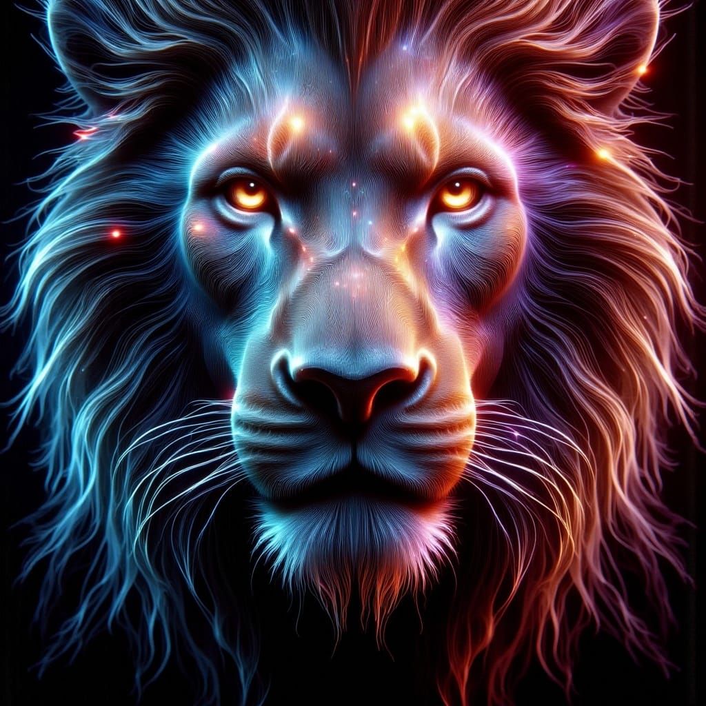 Lion in Vibrant Prism Aura