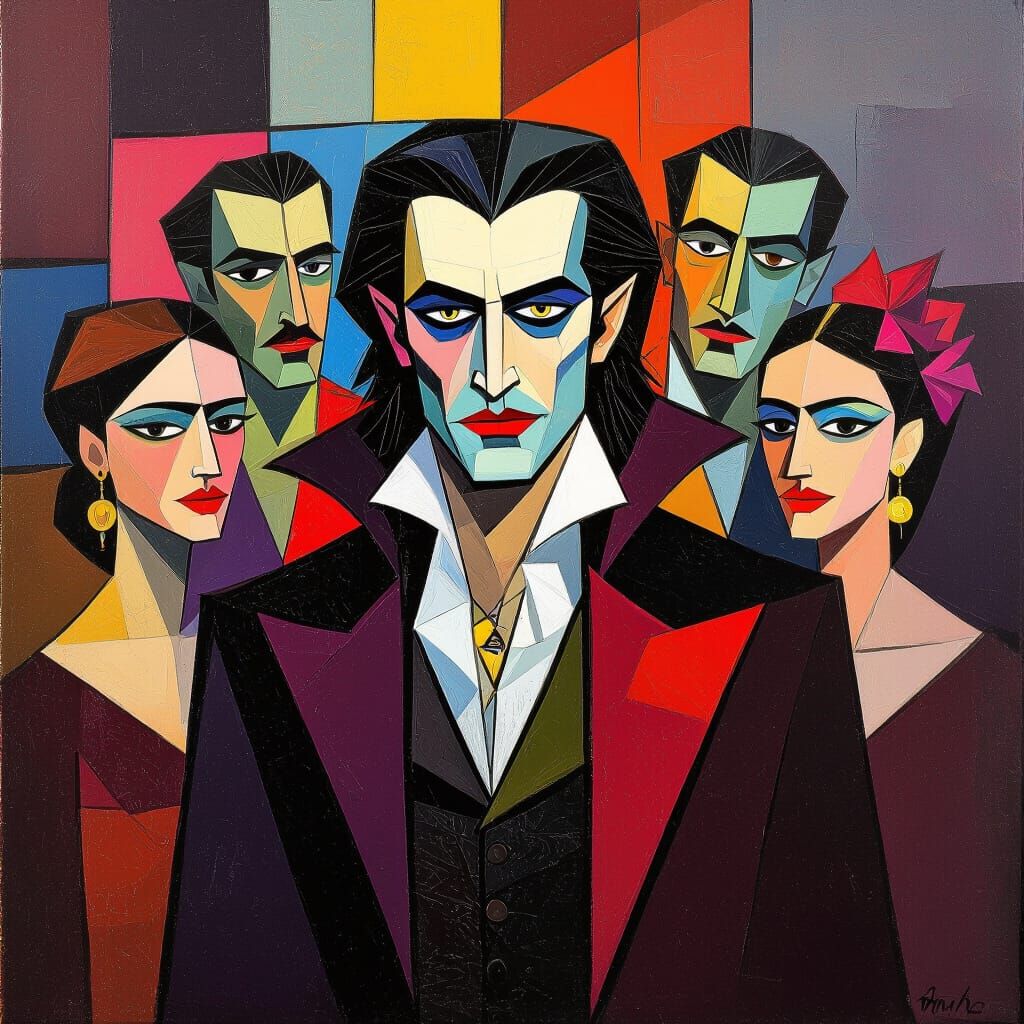 Vampire Lestat and Family: Cubist-Style AI Art