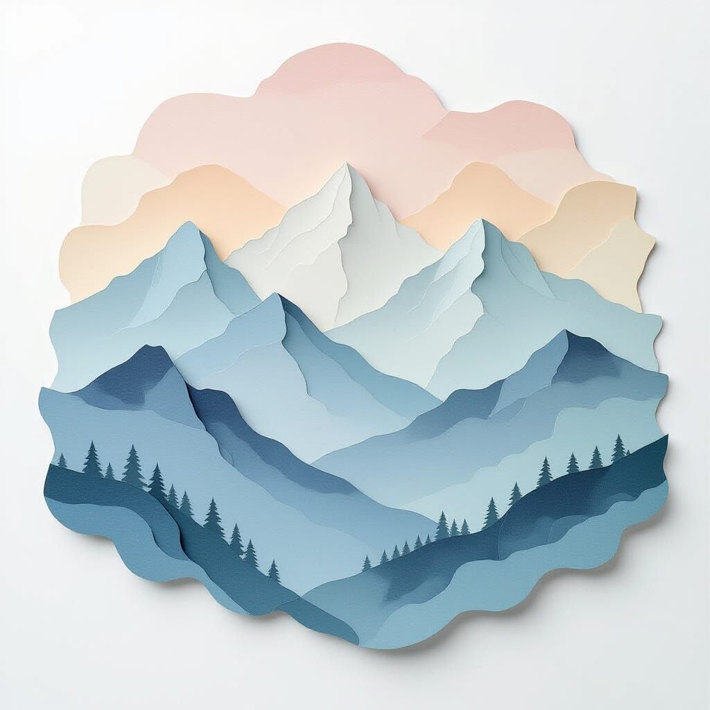 Pastel Paper Mountains in Soft Ambient Light