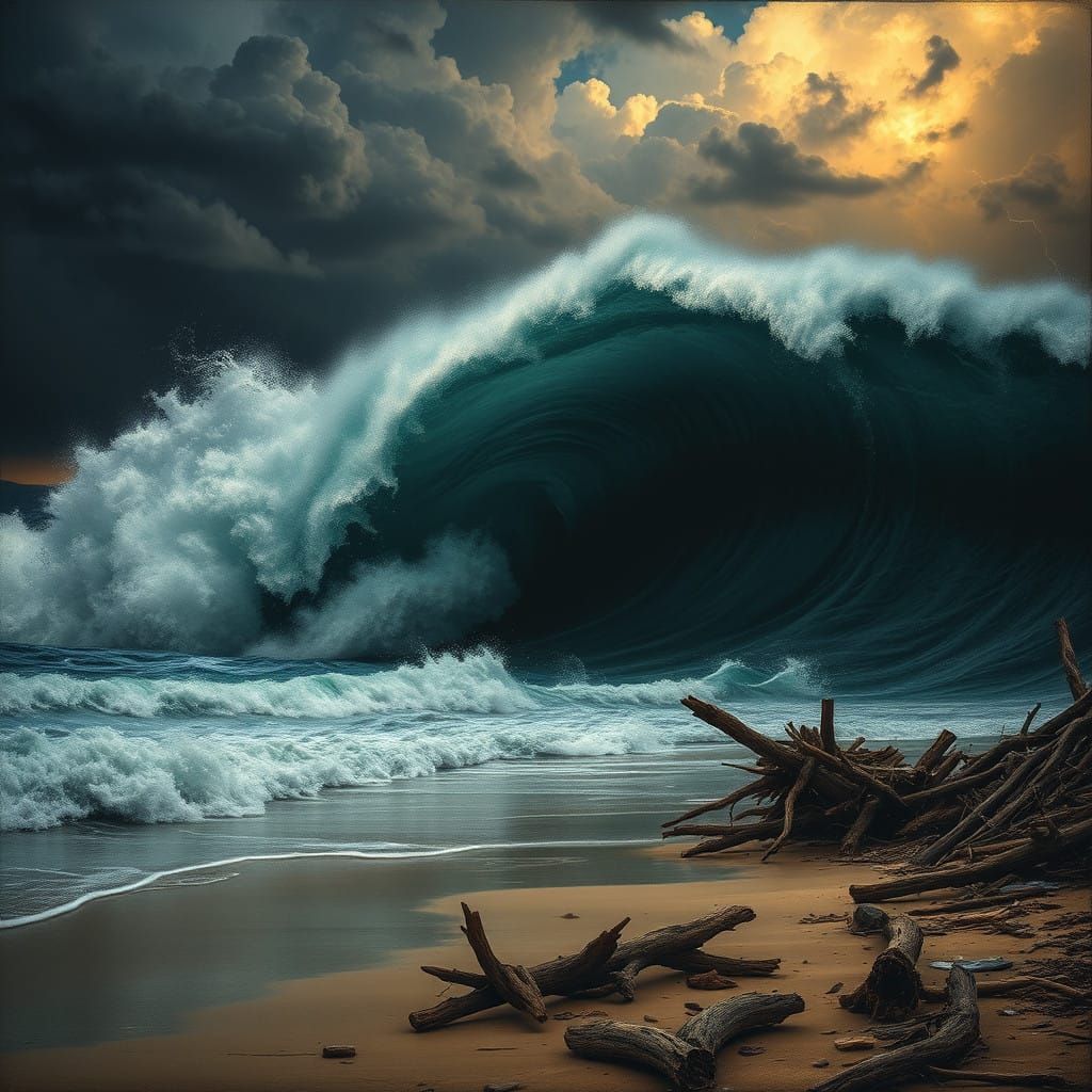 Tsunami in Turbulent Dark Ocean