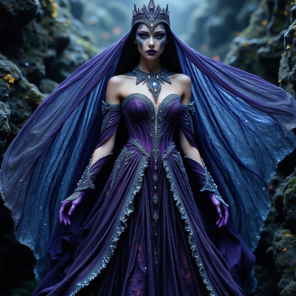 Ethereal Gothic Bride in Rich Jewel-Toned Wedding Attire