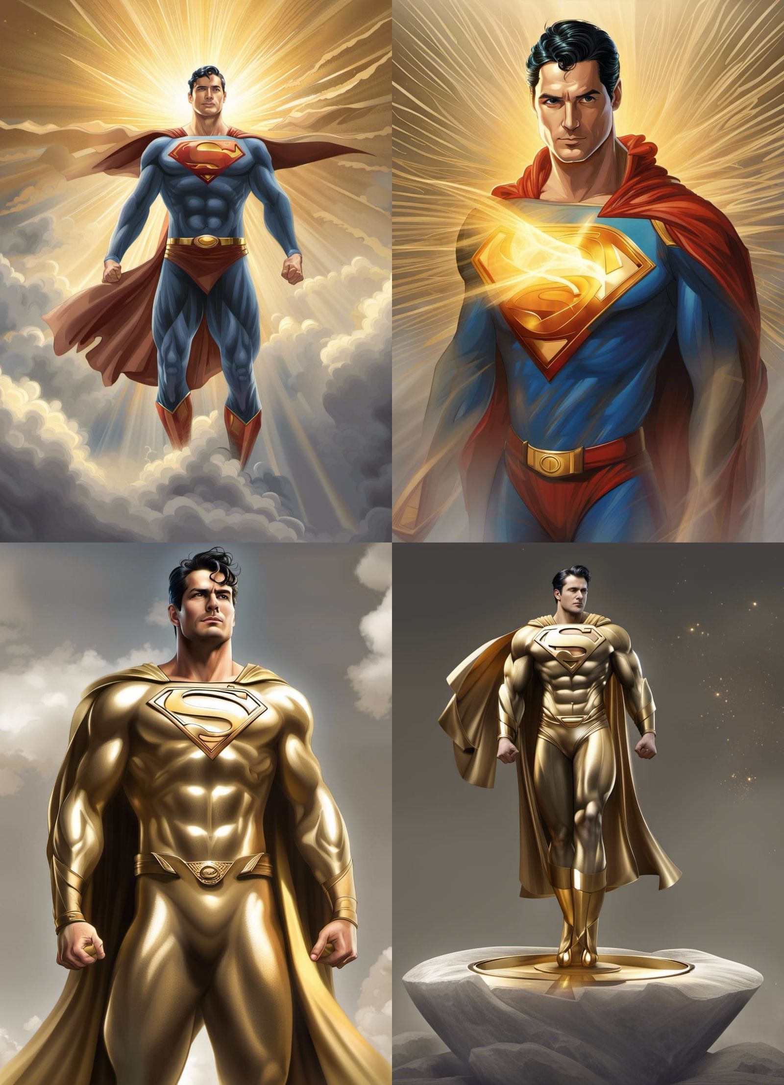 Radiant Golden Superman as Godlike Figure