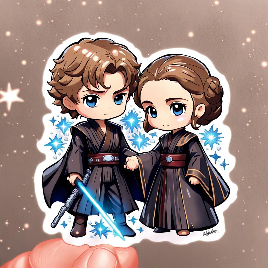 Anakin and Padmé Chibi Sticker Art