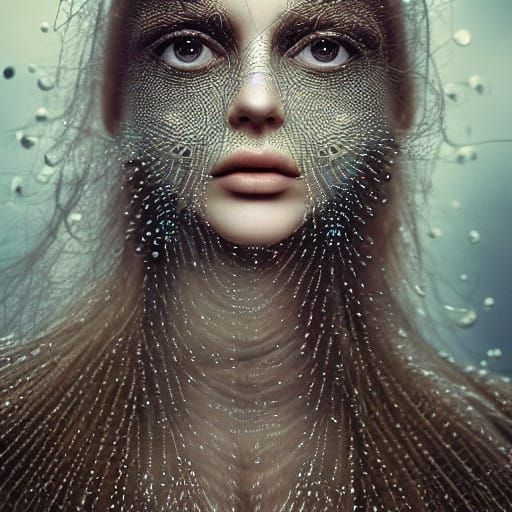 Surreal Vogue Goddess Amidst Botanical Cityscape in Futurist...