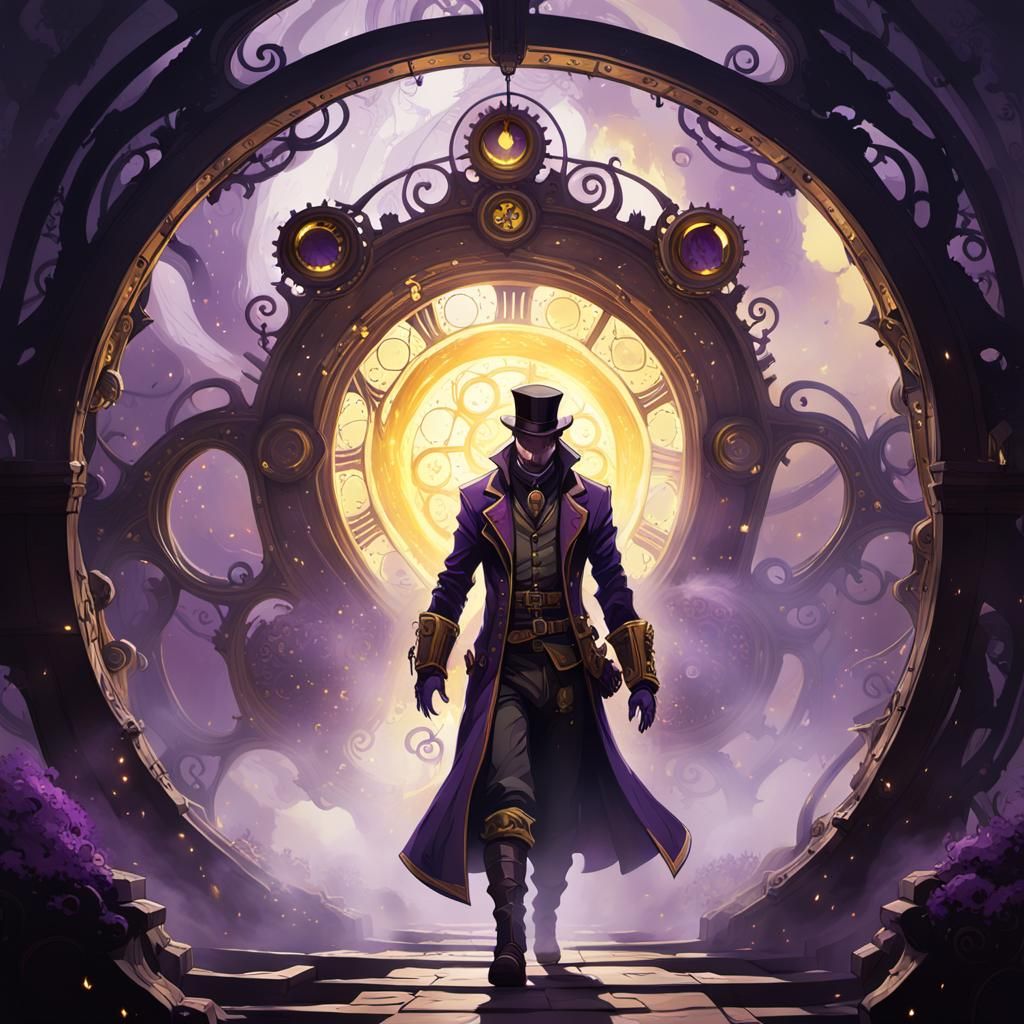 Steampunk Portal with Escaping Souls in Dark Fantasy Style