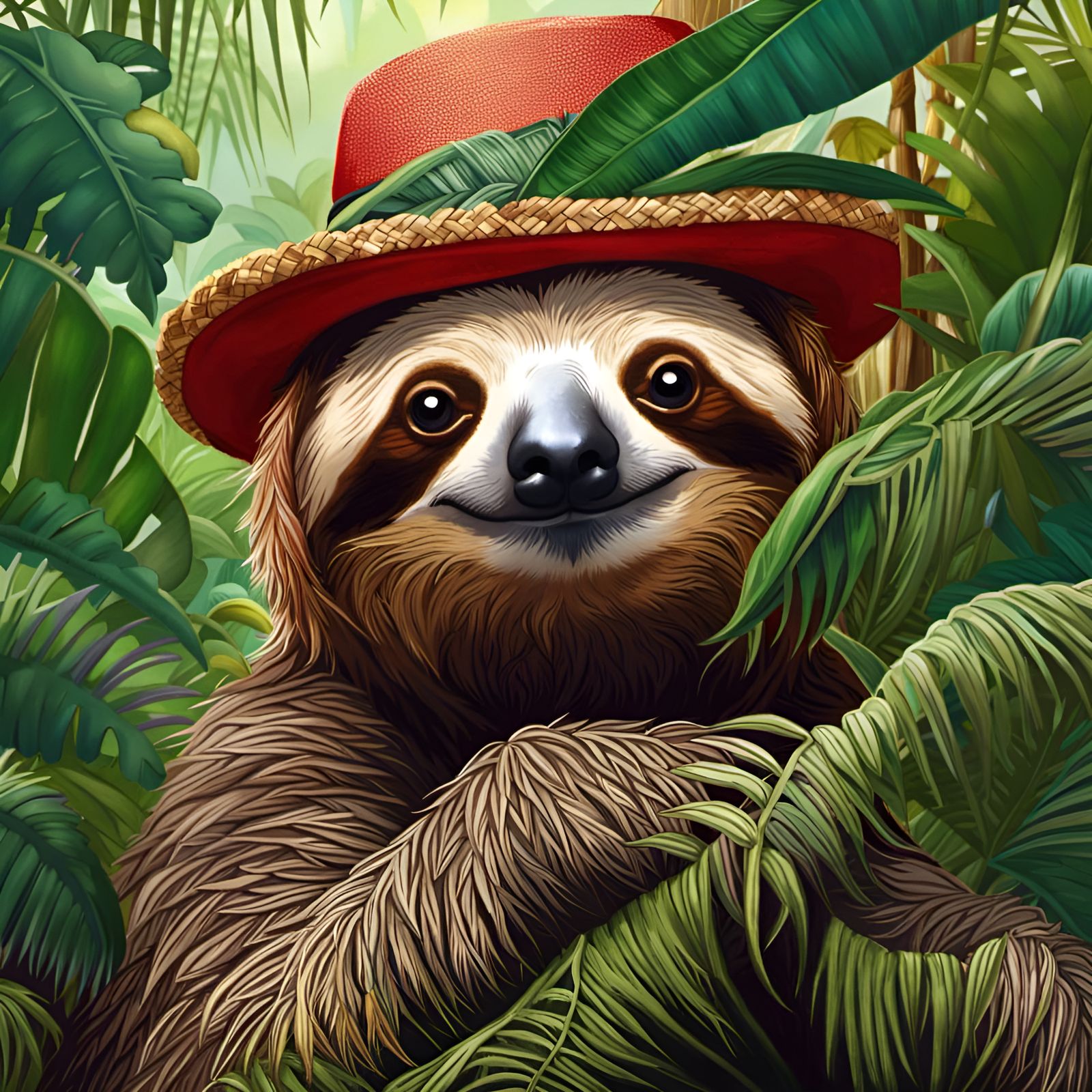 Adorable Red-Bearded Sloth in Jungle, 8K Detail