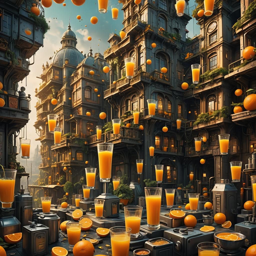 Epic Orange Juice Still Life: Digital Matte Painting