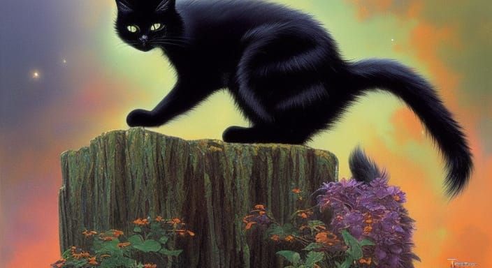 Elegant Black Cat Concept Art
