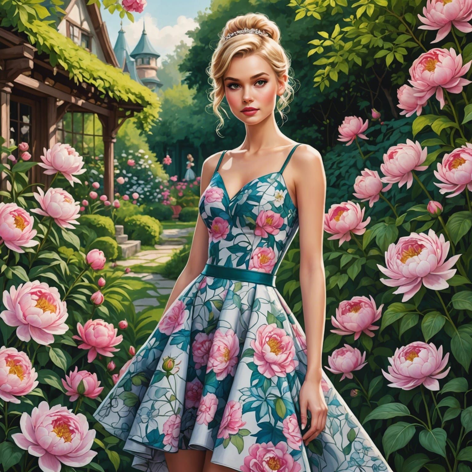 Tinkerbell in Peony Dress, Fashion Magazine Style