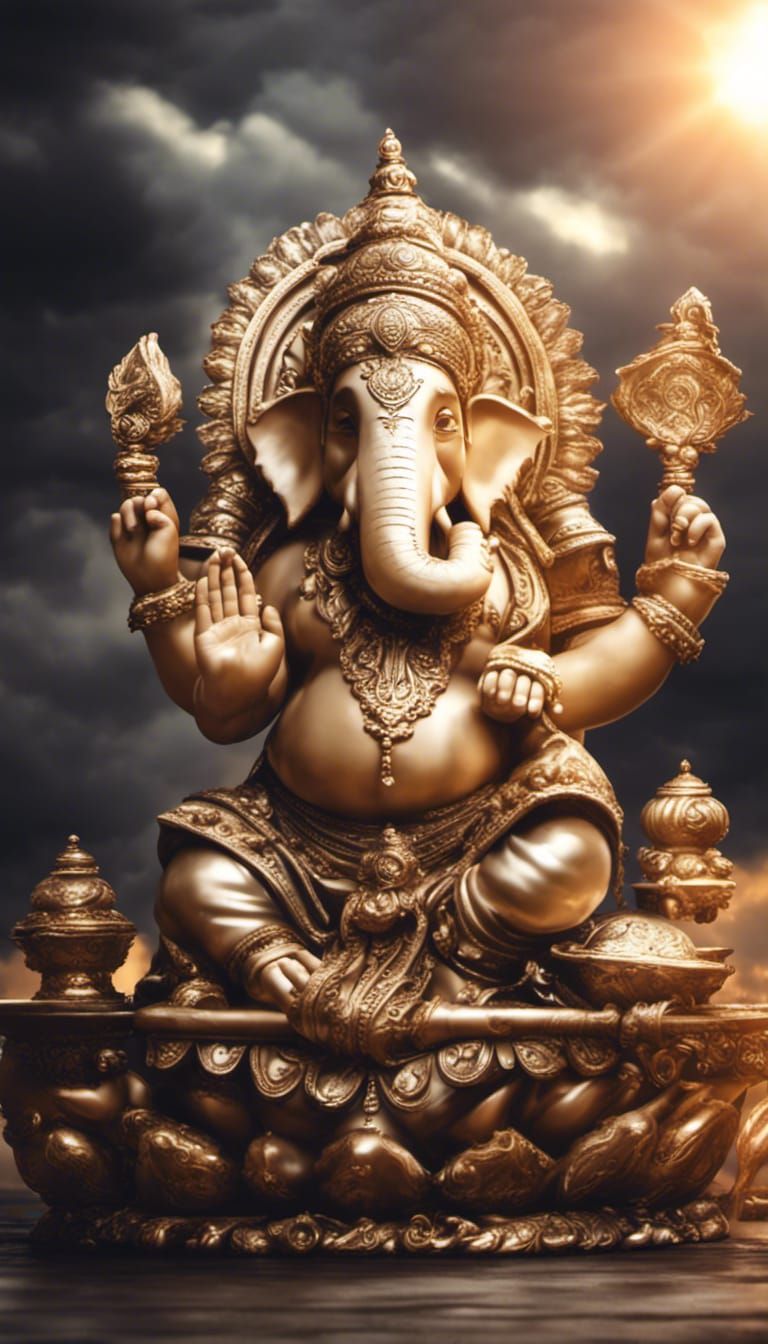 Fantasy God Siddhi Ganapati in Divine Light