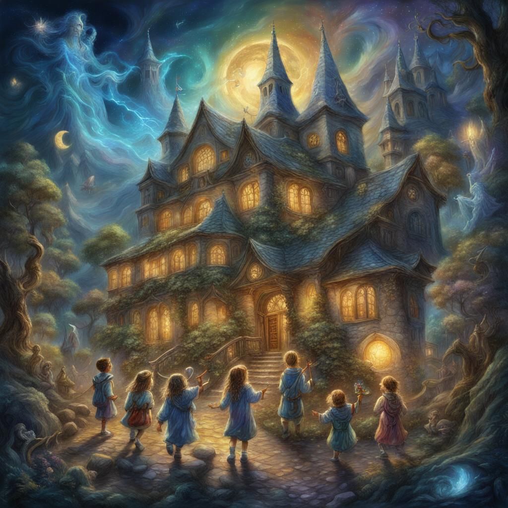 Wizard School Blueprint in Fantasy Art Style