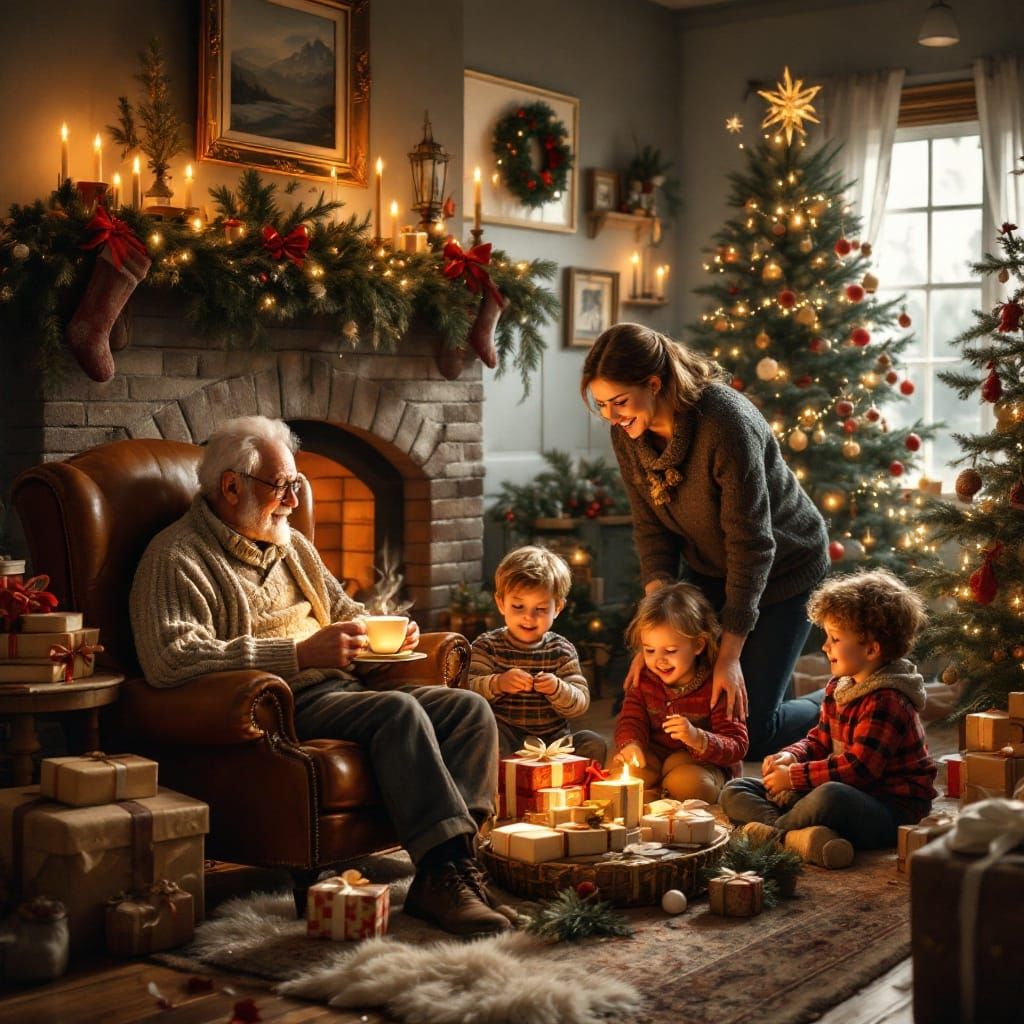 Nostalgic Christmas Scene in Vintage Style