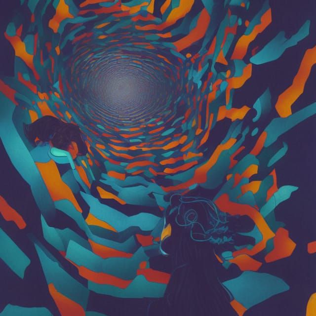 Victorian Village Optical Illusion in Maximalist Style