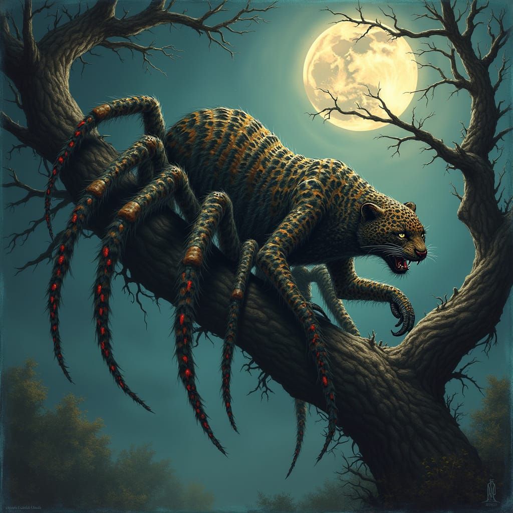 Terrifying Jaguar-Centipede Hybrid Climbs Tree in Fantasy Ar...