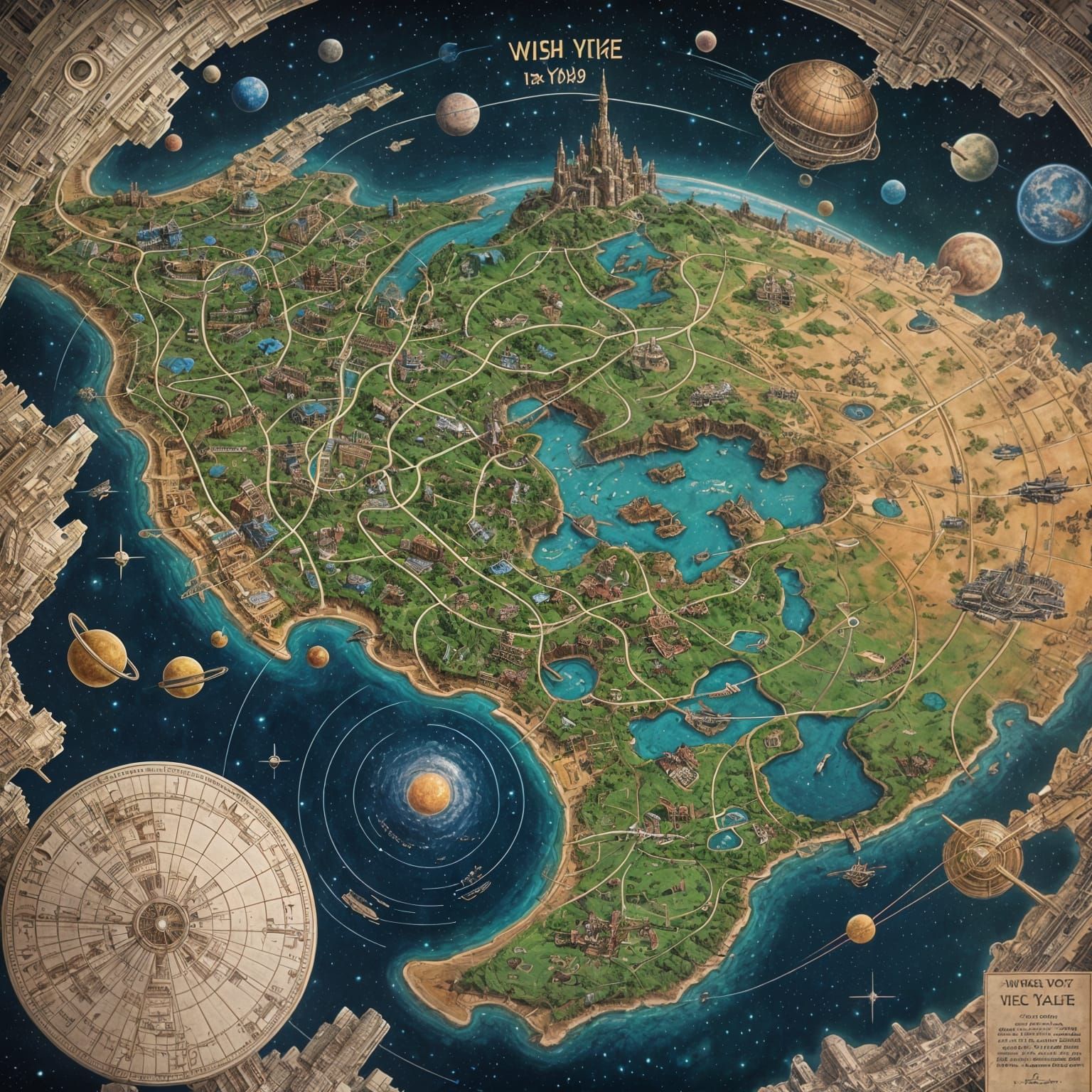 Retro Galactic Map Postcard from the Future