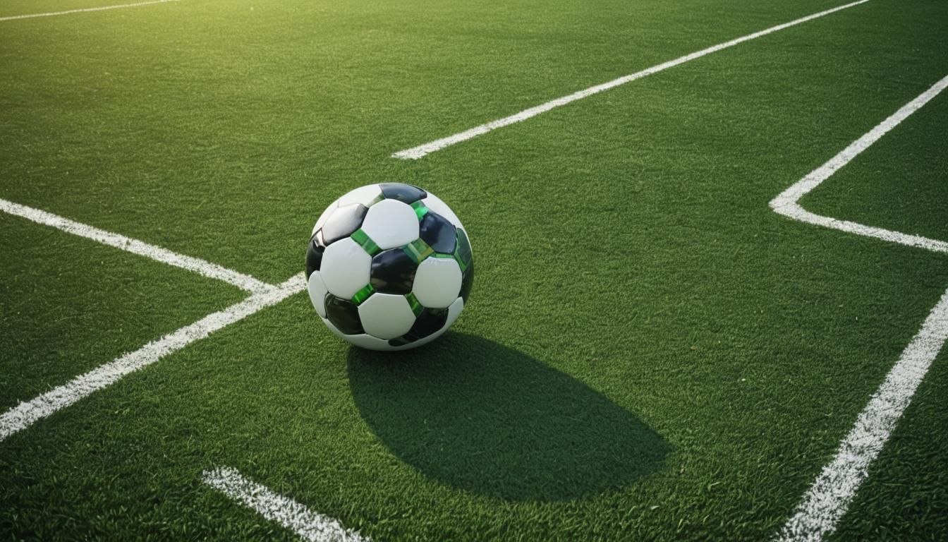 Soccer Ball on Green Field in Stadium: Digital Art