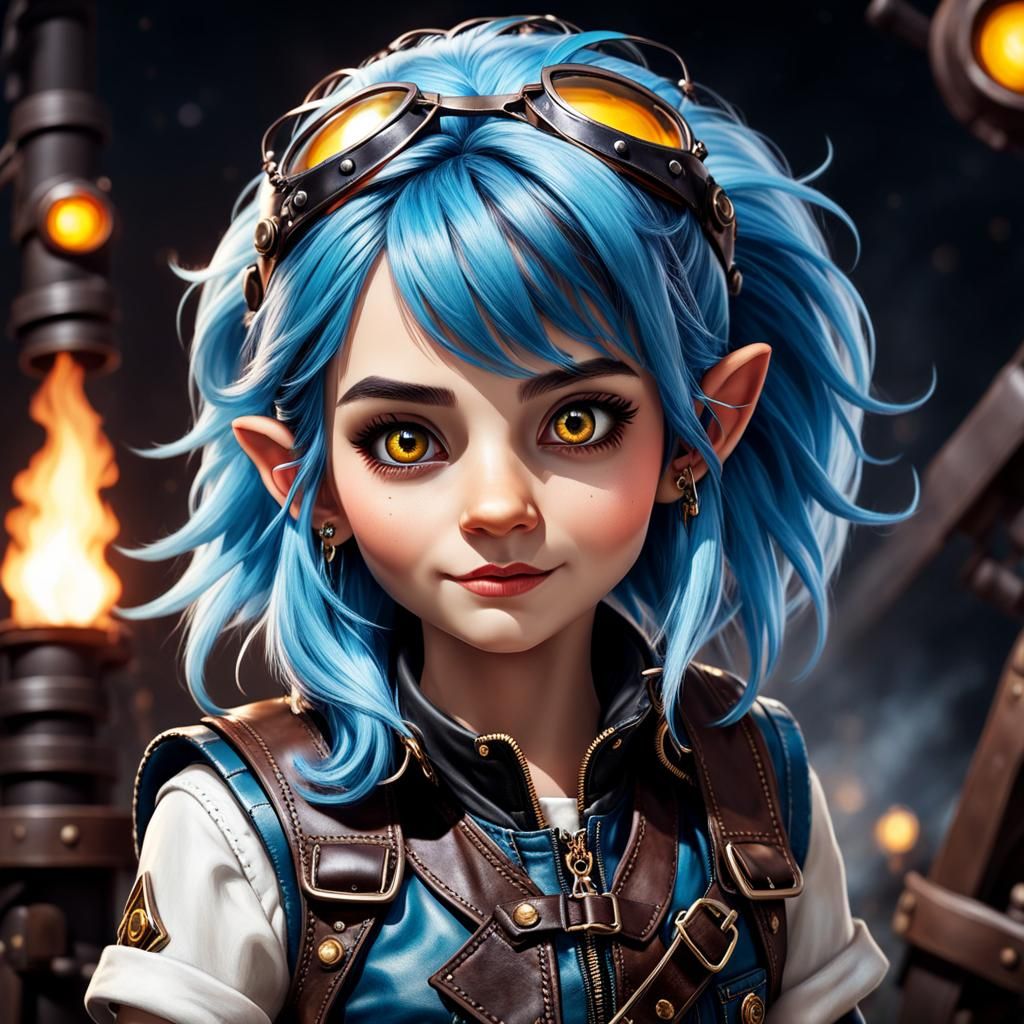 Energetic Gnome Artificer Portrait in Dark Fantasy Style
