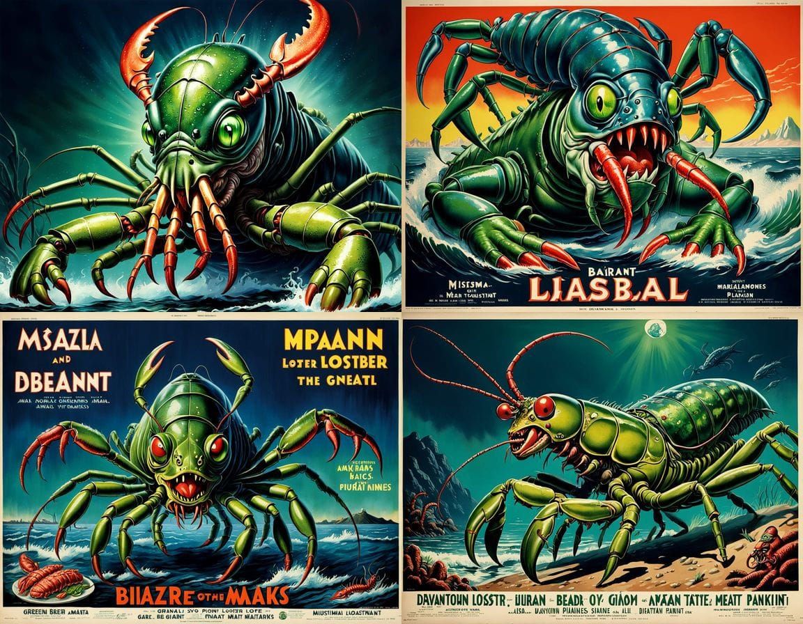 Grotesque Lobster Creature Horror Movie Poster