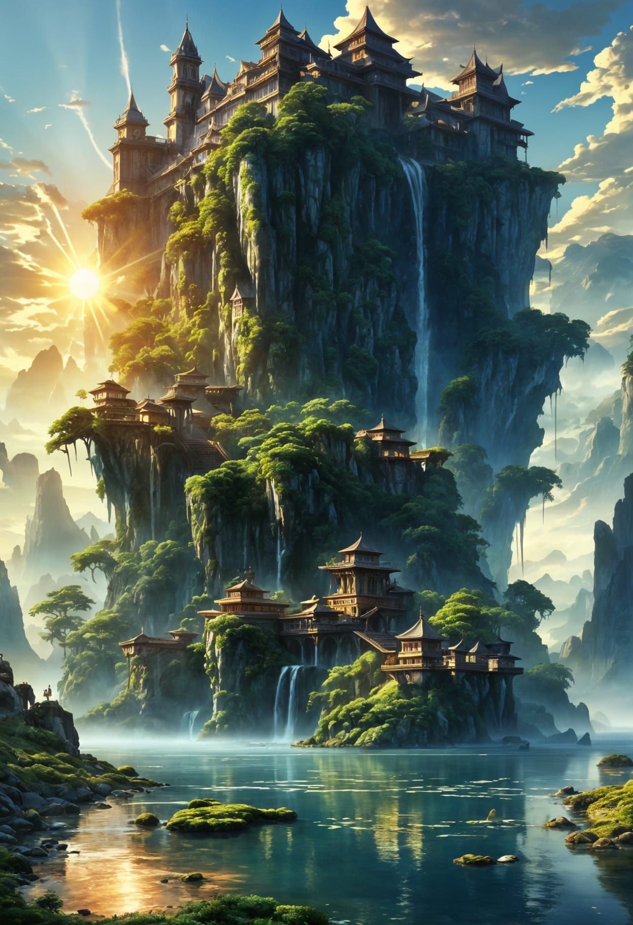 Fantastical Sunrise Over a Complex Landscape