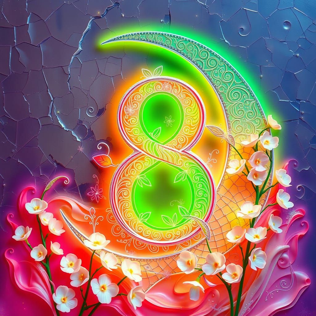 Surreal Silver-Green 8 in Cosmic Dutch Pour Art