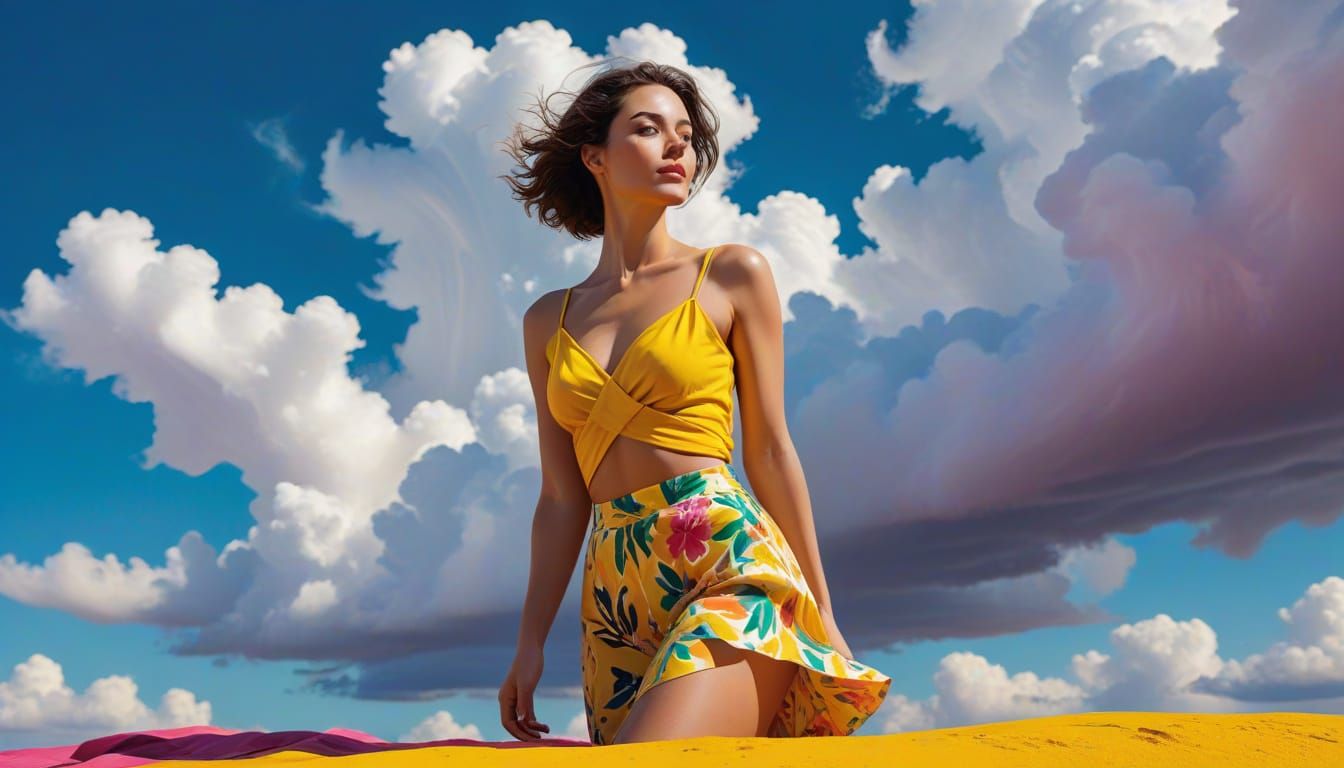 Woman in Vibrant Yellow Surrounds, Inspired by Fauvist Maste...