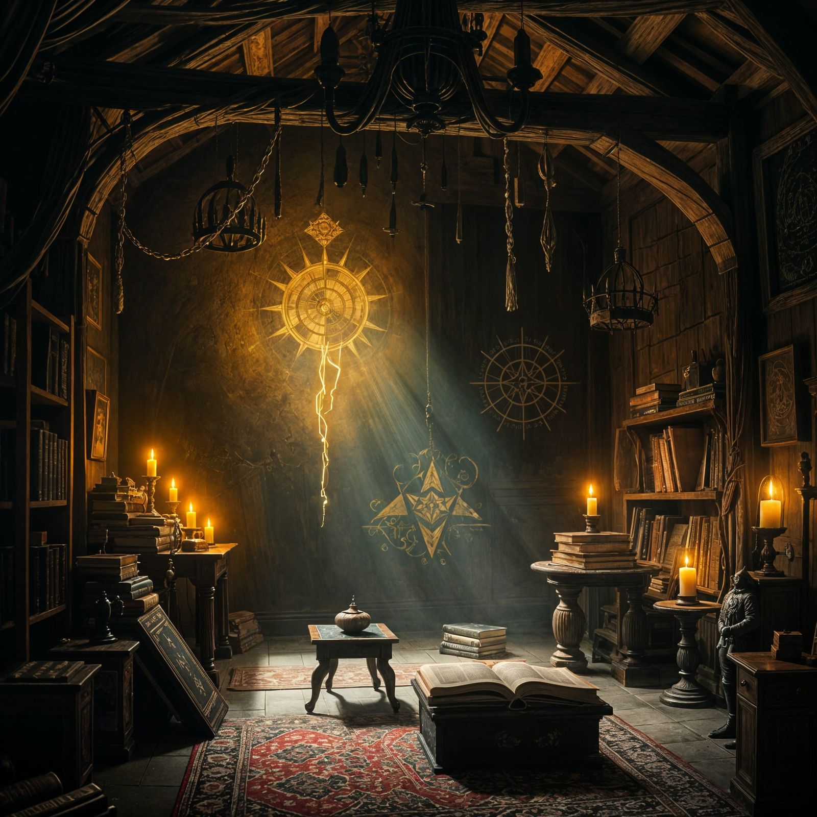Mystical Wizard's Chamber in a Whimsical Art Style