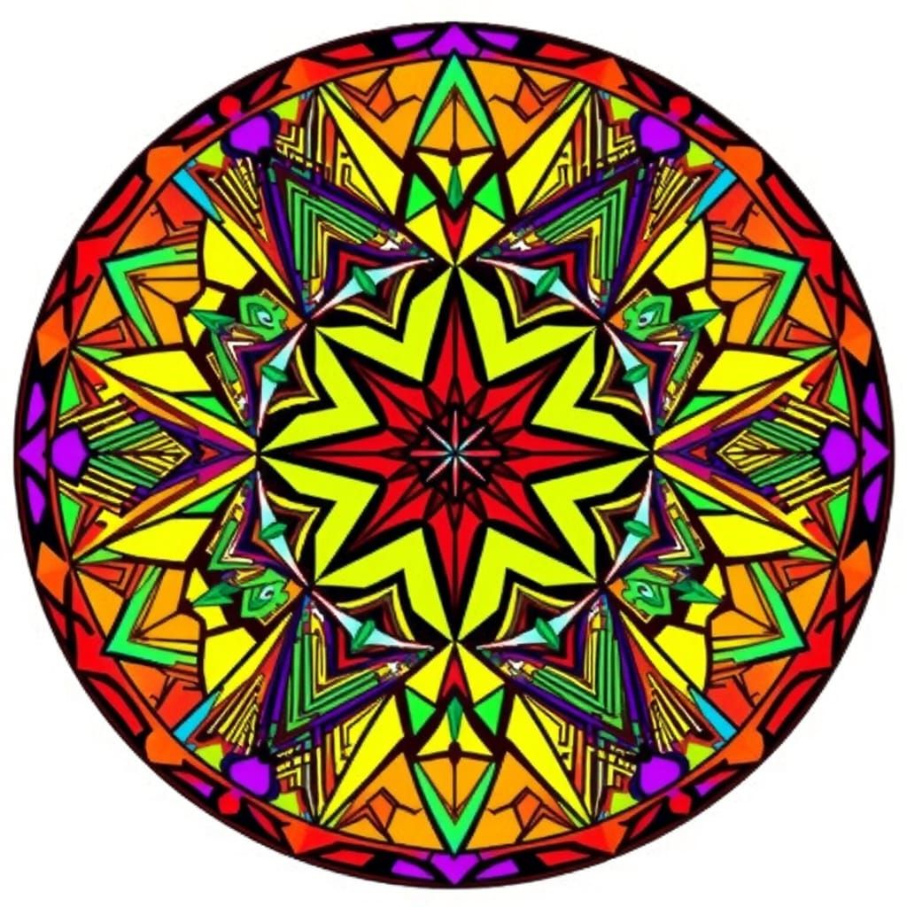 Kaleidoscopic Zentangle Design in Op Art Style