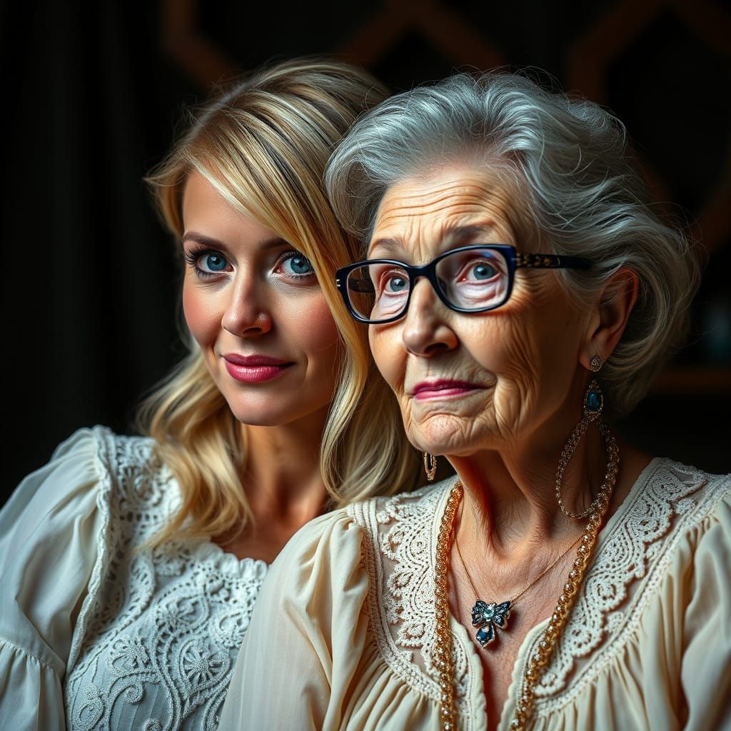 Blonde Women Portrait in Photographic Style